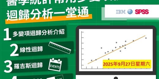 event-banner-2025/9/27醫學統計常用多變項模型：迴歸分析一堂通（Microsoft Teams線上直播課程）