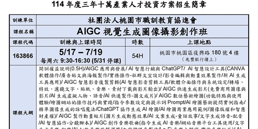 event-banner-4/17開放報名，名額有限★114在職產業人才投資方案-AIGC視覺生成圖像攝影創作班(現場授課)