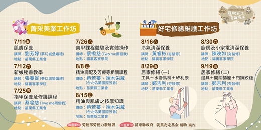 event-banner-苗栗縣114年度勞工與青年行動達人培養計畫：【菁采美業工作坊】、【好宅修繕維護工作坊】